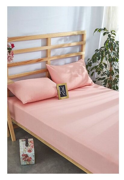 Ružičasti pamučan set plahte i jastučnice s gumom 180x200 cm – Mila Home