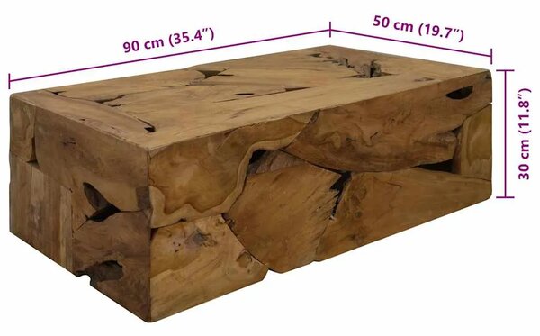 Stolić za kavu od prave tikovine 90 x 50 x 30 cm smeđi