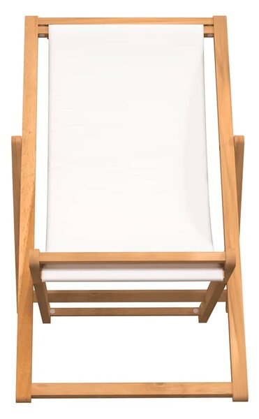 Ležaljka od tikovine 56 x 105 x 96 cm krem - Krema 1 Bez naslona za ruke Krema