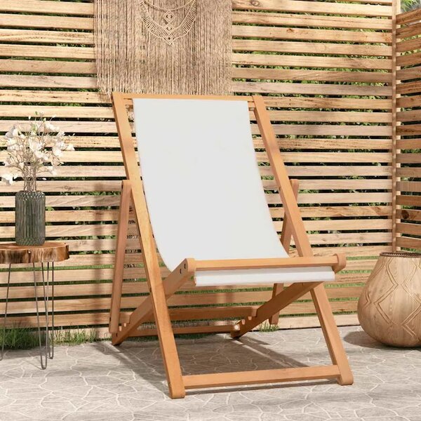 Ležaljka od tikovine 56 x 105 x 96 cm krem - Krema 1 Bez naslona za ruke Krema