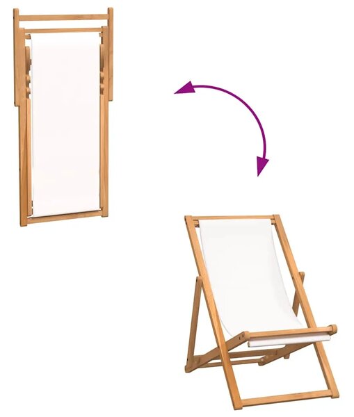 Ležaljka od tikovine 56 x 105 x 96 cm krem - Krema 1 Bez naslona za ruke Krema