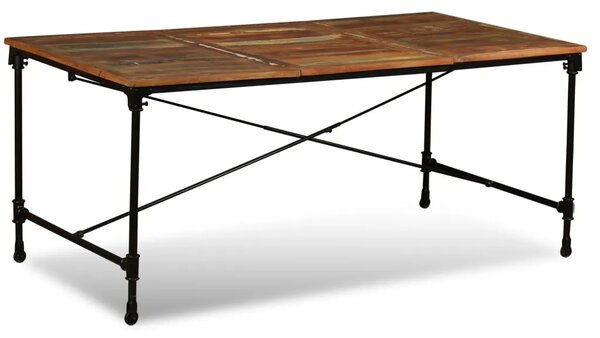 Blagovaonski Stol Masivno Obnovljeno Drvo 180 cm - Tamno smeđa 180 x 90 x 76 cm 1 Tamno smeđa