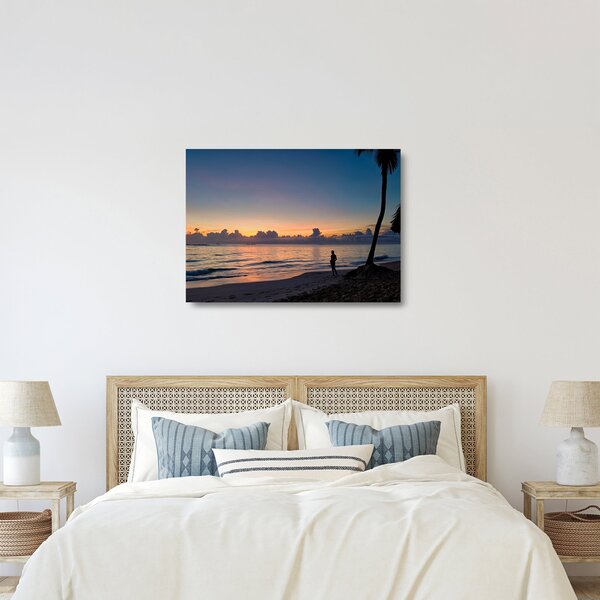 Staklena slika žene na plaži (70x50 cm)