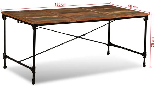 Blagovaonski Stol Masivno Obnovljeno Drvo 180 cm - Tamno smeđa 180 x 90 x 76 cm 1 Tamno smeđa