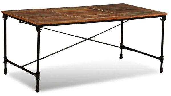 Blagovaonski Stol Masivno Obnovljeno Drvo 180 cm - Tamno smeđa 180 x 90 x 76 cm 1 Tamno smeđa