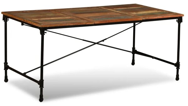 Blagovaonski Stol Masivno Obnovljeno Drvo 180 cm - Tamno smeđa 180 x 90 x 76 cm 1 Tamno smeđa