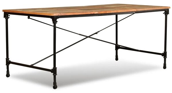 Blagovaonski Stol Masivno Obnovljeno Drvo 180 cm - Tamno smeđa 180 x 90 x 76 cm 1 Tamno smeđa