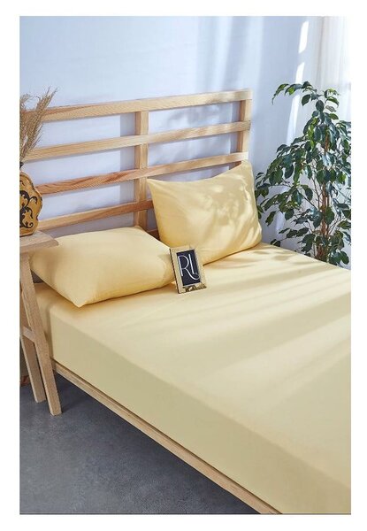 Žuti pamučan set plahte i jastučnice s gumom 180x200 cm – Mila Home