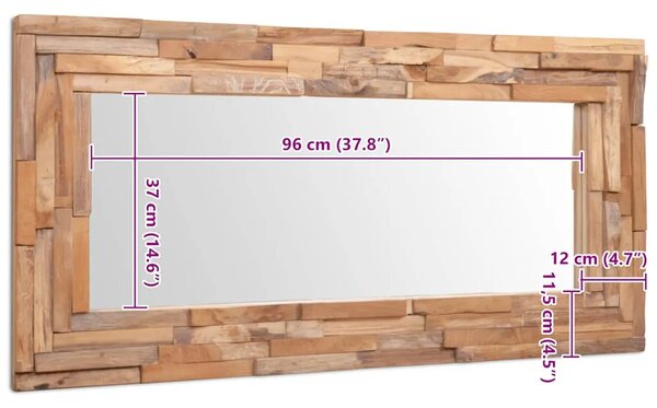 Ukrasno Ogledalo od Tikovine 120x60 cm Pravokutno - 120 x 60 cm 1 120 x 60 cm