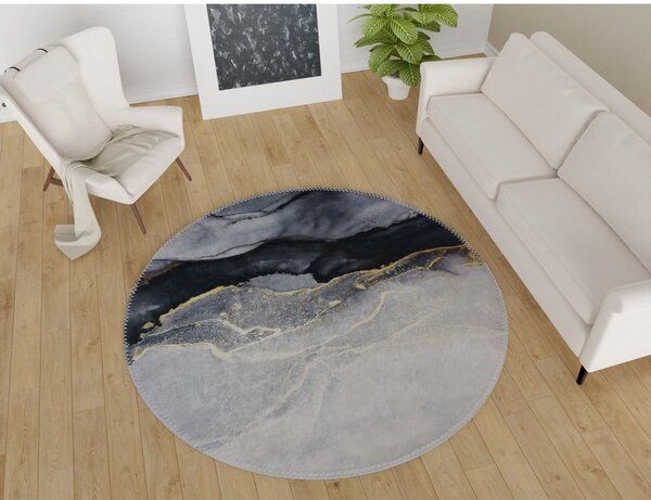Crno-bijeli perivi okrugli tepih ø 80 cm – Vitaus