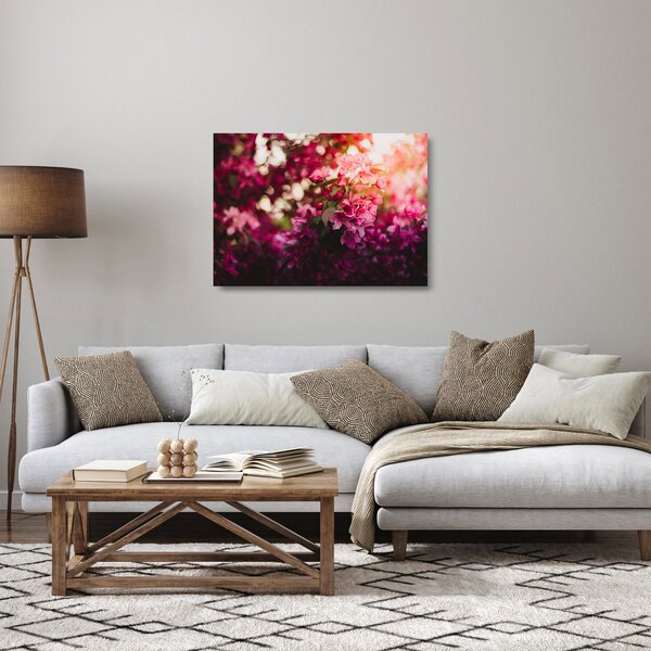Staklena slika cvijetova procvalog grma (70x50 cm)