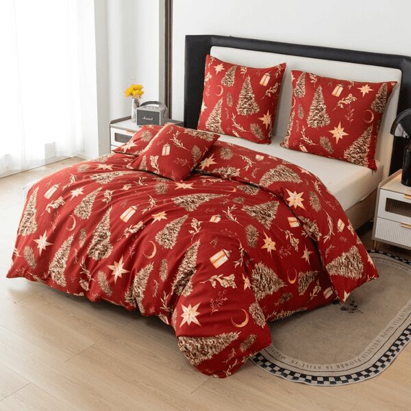 Posteljina od mikrovlakana GOLD CHRISTMAS crvena Dimenzije posteljine: 70 x 90 cm | 140 x 220 cm