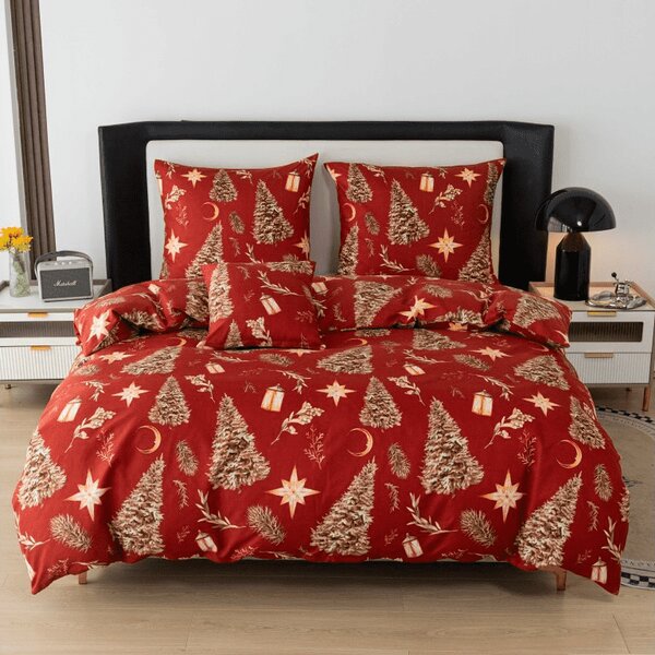 Posteljina od mikrovlakana GOLD CHRISTMAS crvena Dimenzije posteljine: 70 x 90 cm | 140 x 220 cm