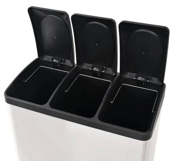 Reciklažna kanta za smeće s papučicama nehrđajući čelik 54 L - 3 x 18 l 1 3 x 18 l