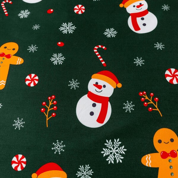 Posteljina od mikrovlakana SNOWMAN AND GINGERBREAD zeleni Dimenzije posteljine: 70 x 90 cm | 140 x 200 cm