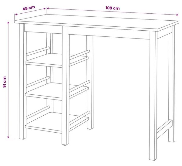 Barski Set 3 kom MDF Crni - Crna 3 3 Crna
