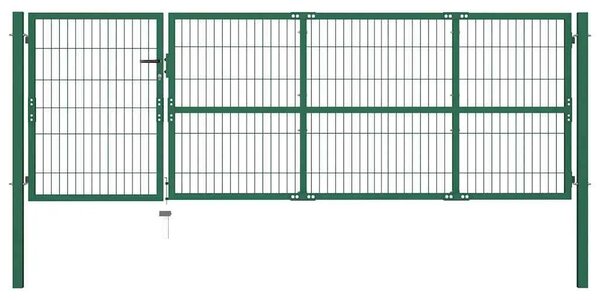 Vrtna ograda s stupovima 350x100 cm Čelična Zelena - Zelena 350 x 100 cm Zelena 350 x 100 cm