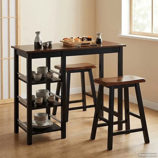 Barski Set 3 kom MDF Crni - Crna 3 3 Crna