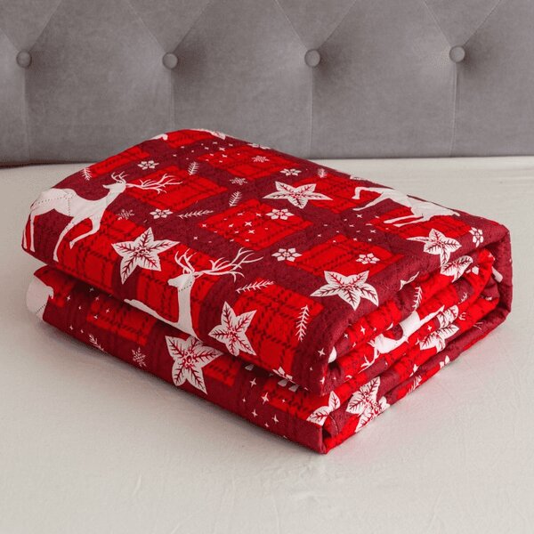 Prekrivač za krevet VELVET CHRISTMAS, crveni Dimenzije: 170 x 210 cm