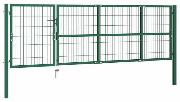 Vrtna ograda s stupovima 350x100 cm Čelična Zelena - Zelena 350 x 100 cm Zelena 350 x 100 cm
