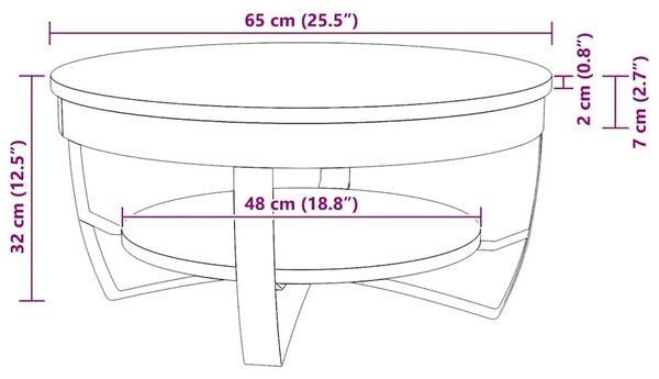 Stolić za kavu od masivnog obnovljenog drva 65 x 32 cm - 65 x 32 cm 1 masivno obnovljeno drvo 65 x 32 cm