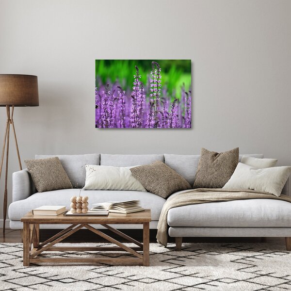 Staklena slika ljubičastog livadskog bilja (70x50 cm)