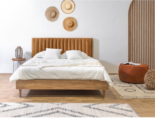 Bračni krevet s podnicom 180x200 cm u bakrenoj boji/u prirodnoj boji Oceane – Bobochic Paris