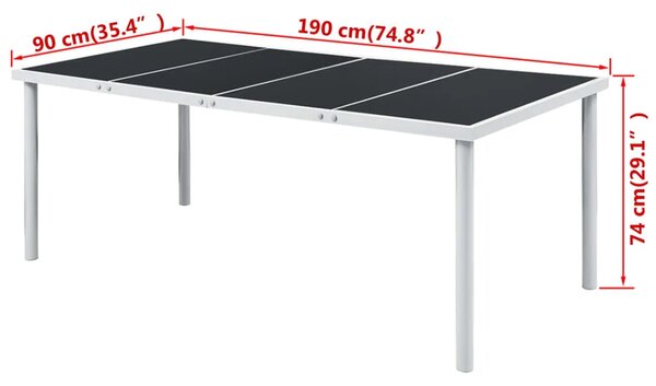 Vrtni stol 190 x 90 x 74 cm crni čelični - 1 190 cm 190 cm