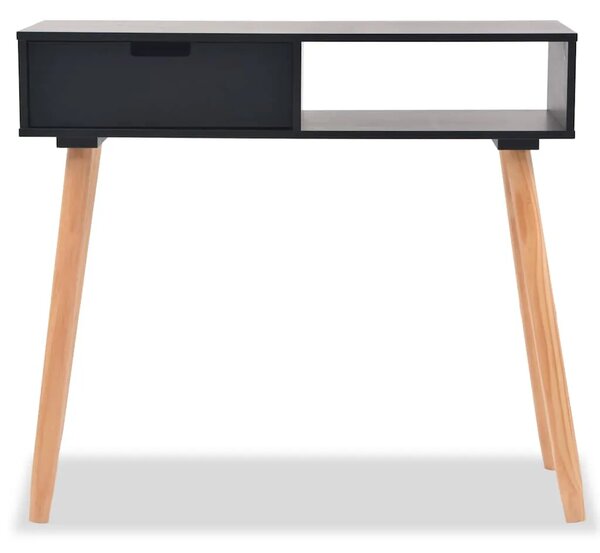 Konzolni Stol od Masivne Borovine 80x30x72 cm Crni - Crna 1 Crna