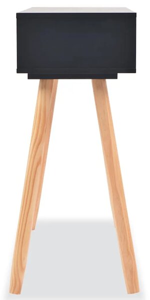 Konzolni Stol od Masivne Borovine 80x30x72 cm Crni - Crna 1 Crna