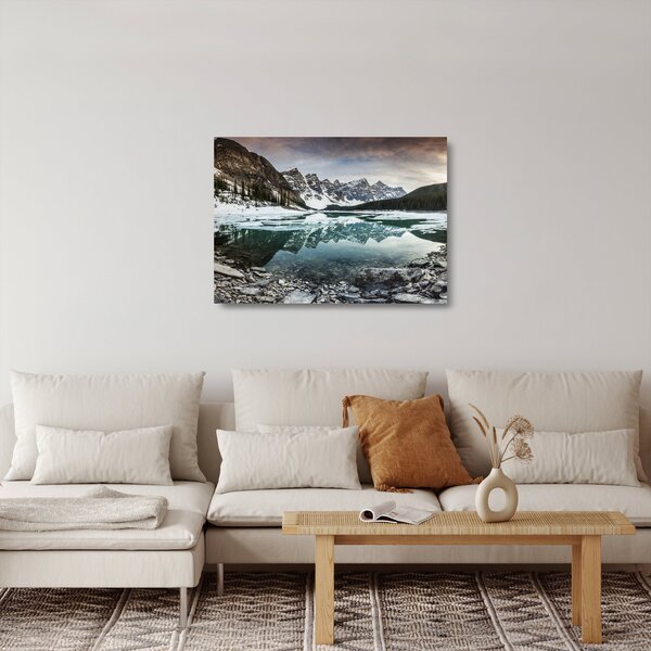 Staklena slika - jezero zimi (70x50 cm)