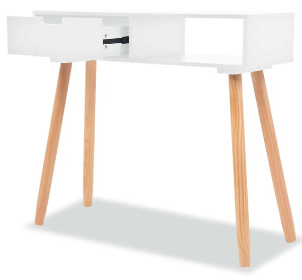 Konzolni Stol od Masivne Borovine 80x30x72 cm Bijeli - Bijela 1 Bijela