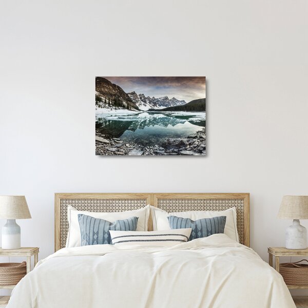 Staklena slika - jezero zimi (70x50 cm)