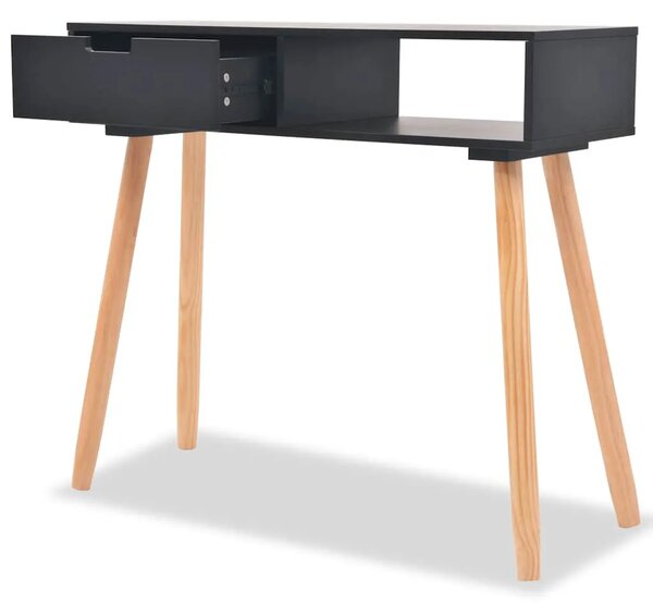 Konzolni Stol od Masivne Borovine 80x30x72 cm Crni - Crna 1 Crna