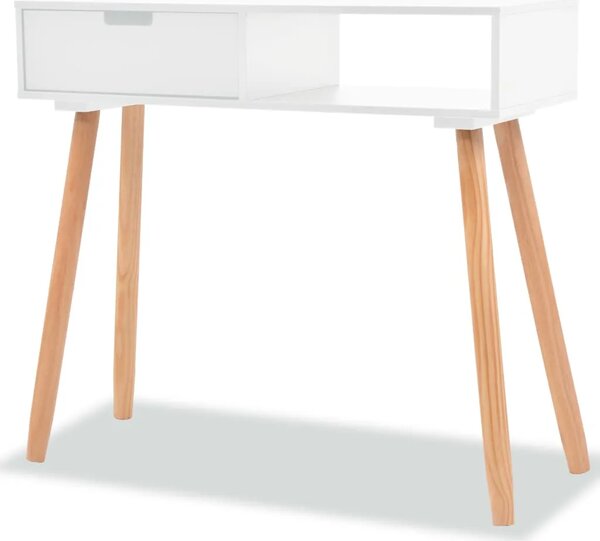Konzolni Stol od Masivne Borovine 80x30x72 cm Bijeli - Bijela 1 Bijela