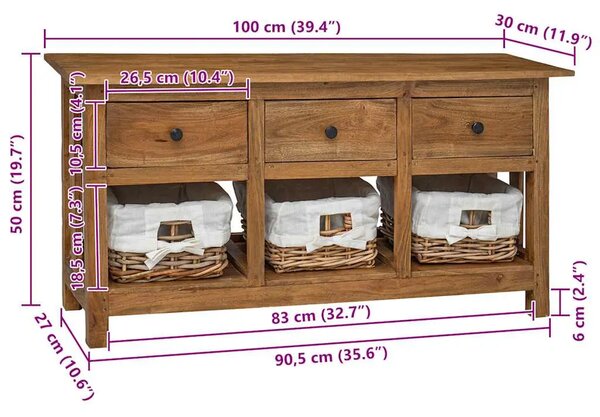 Komoda od masivnog drva mahagonija 100 x 30 x 50 cm