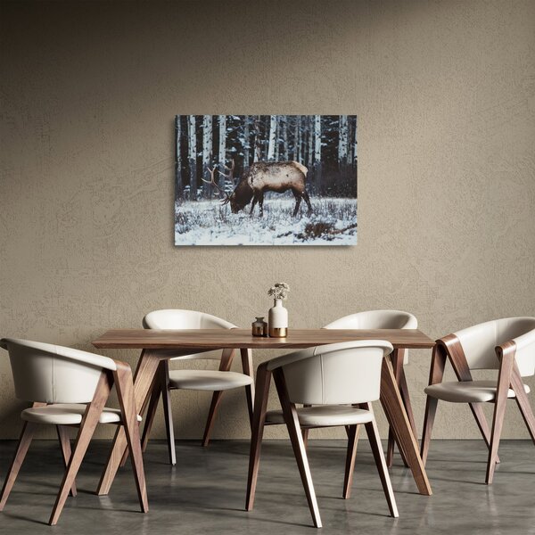 Staklena slika - jelen zimi (70x50 cm)