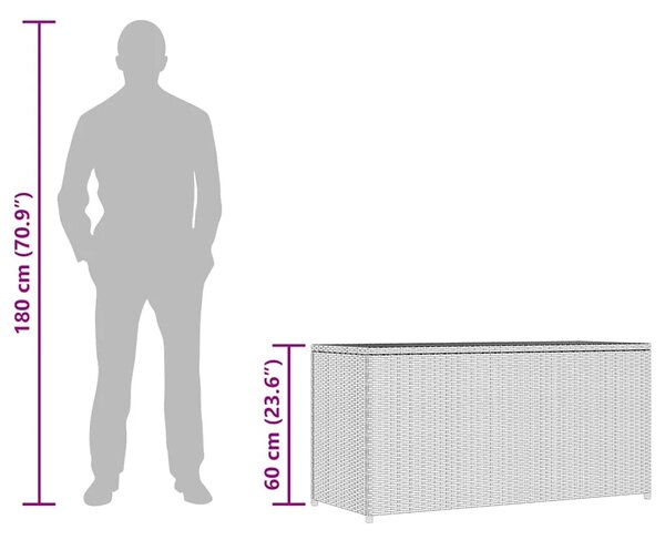 Vrtna kutija za pohranu crna 120 x 50 x 60 cm od poliratana - Crna Crna
