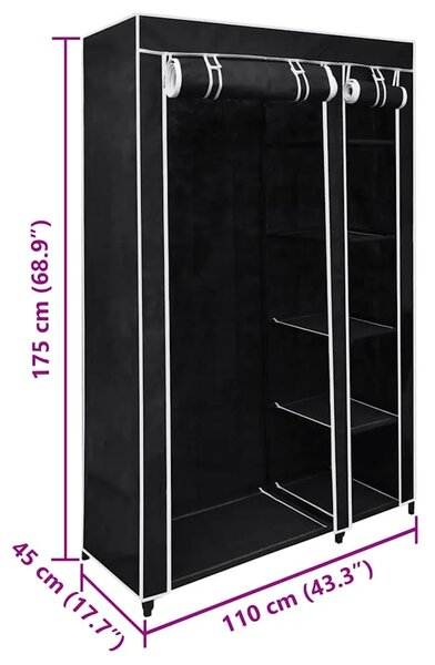 Sklopivi Ormar Crni 110 x 45 x 175 cm - Crna 1 1 Crna