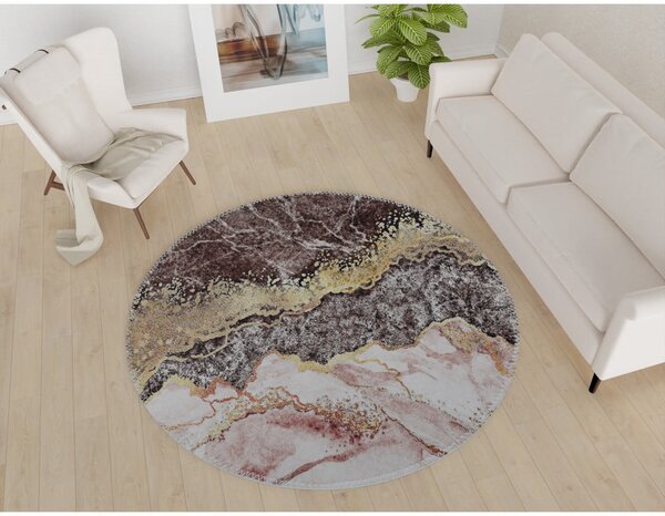 Smeđo-u zlatnoj boji perivi okrugli tepih ø 80 cm – Vitaus