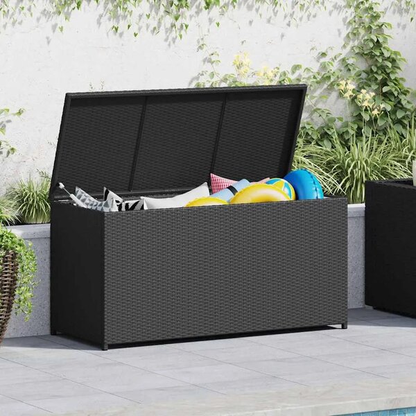 Vrtna kutija za pohranu crna 120 x 50 x 60 cm od poliratana - Crna Crna