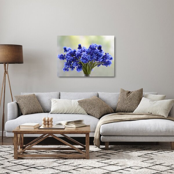 Staklena slika buketa plavog cvijeća (70x50 cm)
