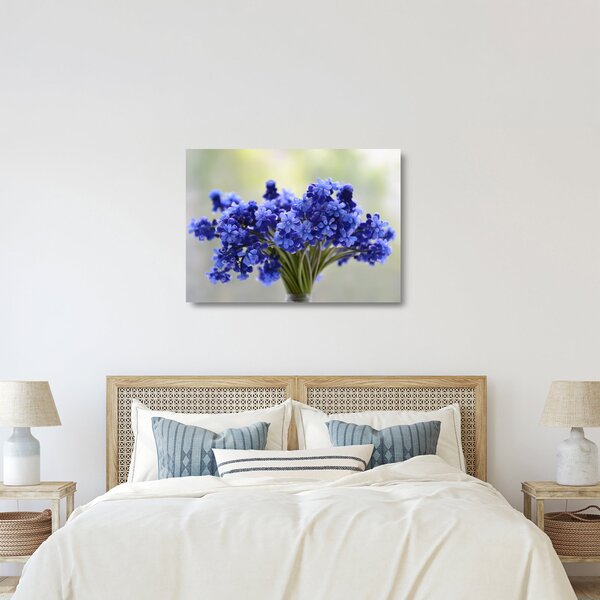 Staklena slika buketa plavog cvijeća (70x50 cm)