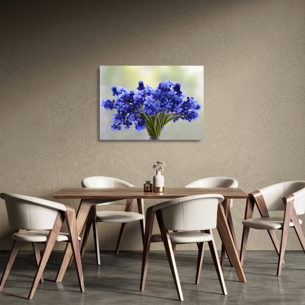 Staklena slika buketa plavog cvijeća (70x50 cm)