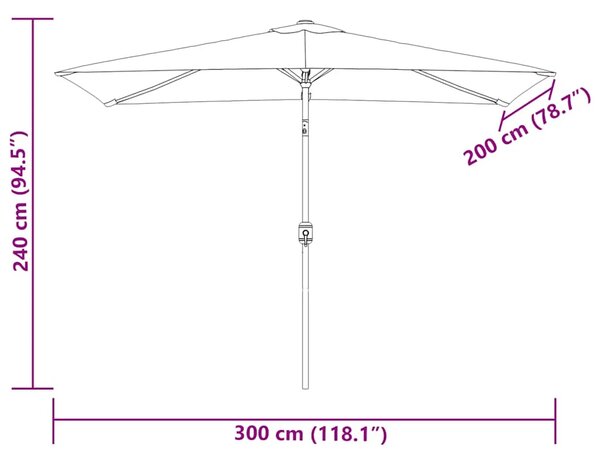 Suncobran 200 x 300 cm zeleni pravokutni - Zelena 1 Zelena