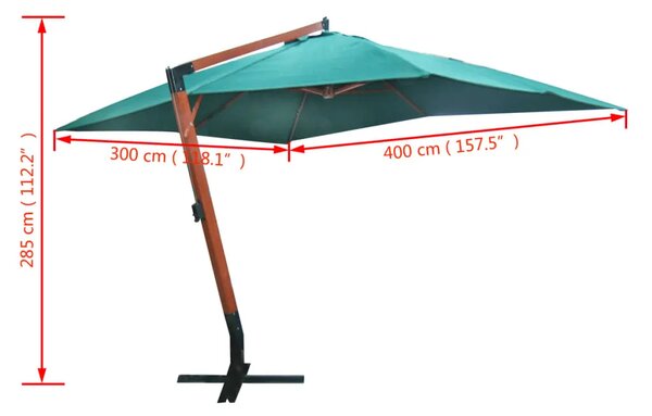 Konzolni suncobran Melia 300 x 400 zeleni - Zelena Zelena