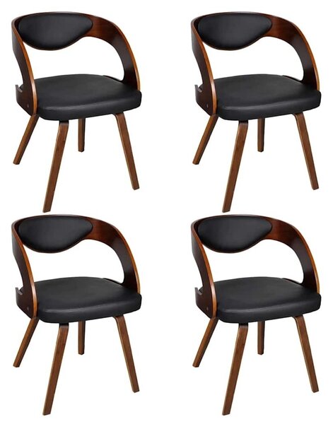 Blagovaonske stolice od drva i umjetne kože 4 kom smeđe - black and dark brown 4 Black and dark brown 4