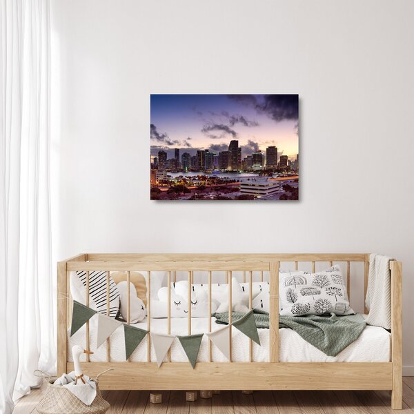 Staklena slika metropole s neboderima (70x50 cm)