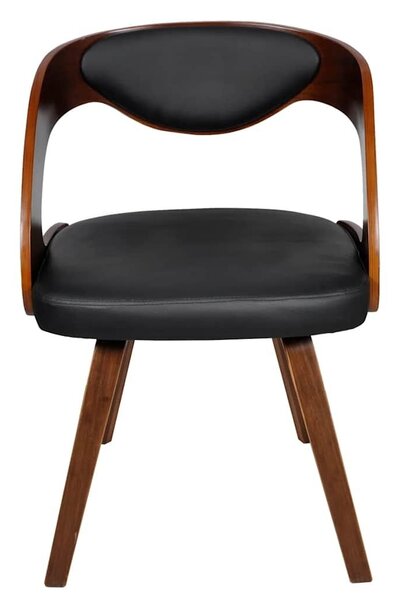 Blagovaonske stolice od drva i umjetne kože 4 kom smeđe - black and dark brown 4 Black and dark brown 4