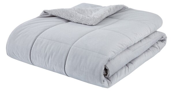 Svijetlo sivi prošiven prekrivač od mikropliša za bračni krevet 200x220 cm Cosy Cord – Catherine Lansfield